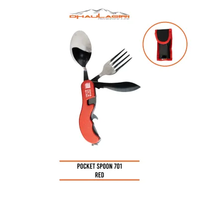 Dhaulagiri - Sendok Garpu Set - Pocket Spoon 701 - Sendok Multifungsi Garpu Pisau Pembuka Tutup Botol Bahan Stainless Steel Pocket Size Anti Karat Untuk Perlengkapan Makan Camping