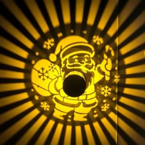 OEUVR Santa Claus Santa Claus Projection Lamp Solar Powered Hollow Christmas Fence Lights Walkway Decoration Atmosphere Lamp Solar Outdoor Wall Light Garden