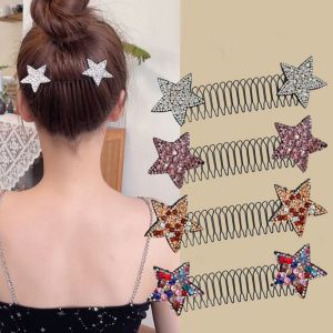 URBAG พลอยเทียมเทียม หวีผมพลอยเทียม อุปกรณ์จัดแต่งทรงผม แทรกแทรก กิ๊บติดผมติดศีรษะ ผมแตกเป็นชิ้นๆ หวีผมหัก สำหรับผู้หญิง