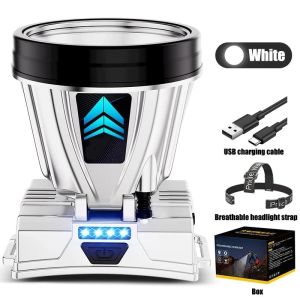 LED Super Bright Headlamp Waterproof Japan Original Flashlight Water Resistant Laser USB Rechargeable Emergency Headlight for Head Lamp for Fishing Heavy Duty Hiking Long-Range Ourdoor Camping Phone Charging Imported Multifunctional Night Sight Lights