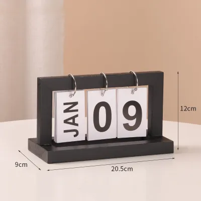 Desk Calendar Wooden Flip Calendar Nordic Simple Style 3D Page Flipping Aesthetic Home Office Decor Gift Idea