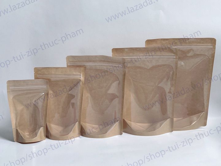 10 Cái Túi Zip Giấy - Túi Zip zipper ziplock đáy đứng - Túi đựng thực phẩm, túi giấy kraft đựng bánh kẹo