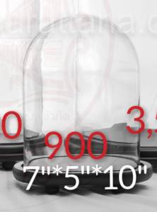 ครอบแก้ว แก้วครอบพระ โดมแก้ว ทรงรี ขนาด 7x5x10นิ้ว ฐานไม้