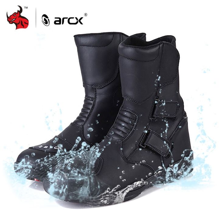 ARCX Motorcycle Boots Men Leather Moto Boots Waterproof Motocross Motorcycle Racing Mid Calf Shoes Black Motorcycle Shoe Lazada PH