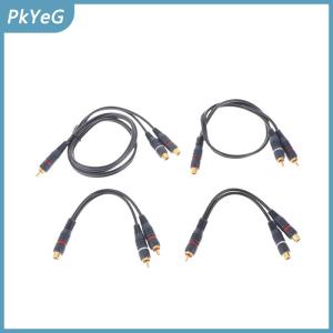 PkYeG Nhà Phân Phối Chuyển Đổi Loa Vàng Dây Cáp Dòng Cooper Dây 2 RCA Nữ Để 1 RCA Nam Splitter Cáp Âm Thanh Splitter