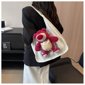 Túi Xách Túi Tote Gấu Dâu Vải Canvas Phong Cách Vintage Trùm Sỉ Gia Thành