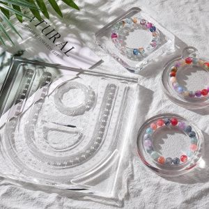 YAOO Acrylic Bracelet Beading Board Clear Multiple Grooves Jewelry Making Tray Stylish Crystal Bracelet Display Stand Jewelry Making