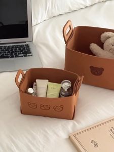 Collapsible Felt Storage Bin Foldable Basket with Handles for Closet Storage Organizer Bin for Shelves