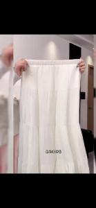 Spring Summer Women Long Skirts Fashion High Waist Elastic Patchwork A-Line Skirt Casual All-Match White Cake Maxi Skirts Female
