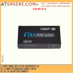 4 Port HDMI Splitter Distributor Support 4K V1.4 HDMI Standard comes with 5V 1A DC Adaptor Adapter HDMIS4