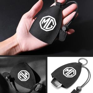 【Local delivery】 Suede Leather Car Key Case Cover Key Bag For MG High Quality Case Car Accessories Key Bag Cover Key-Bag