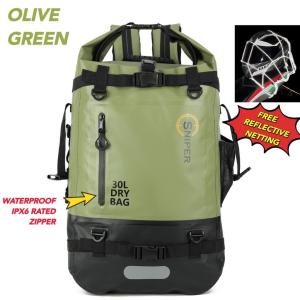 LAZ116) [IPX6 RATED] HIGH QUALITY LARGE 30L SNIPER WATERPROOF BACKPACK DRY BAG OUTDOOR BAG LAPTOP BAG with FREE Reflective Netting