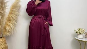 [NeKoCat] ล่าสุดชุดอิสลามซาติน Abayas สำหรับผู้หญิงมุสลิมผู้หญิง Kimono Kaftan แขนยืดหยุ่นฤดูร้อนตุรกี Modesty Robe ขายร้อน