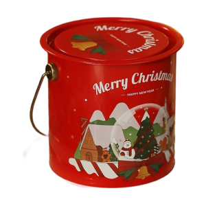 Festival Round Tin Storage Box Efficient Christmas Decoration Perfect For Gift Wrapping homes Organization Event