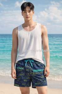 AMEI # H5527 Mens BoardShorts Pattern Stripes Cross Line Garterized With Waist Tie