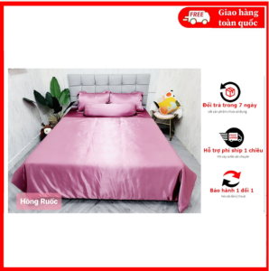 [HÀNG MẪU MỚI] Trọn bộ 5 món phi lụa mịn mát cao cấp hàng loại 1chăn ga gối phi lụa hàng may Ảnh thật tế Chăm sóc giấc ngủ