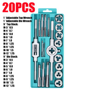 JIANTAI 20/12/8/7/6 PCS HSS Tap and Die Set Metric Wrench Cut M3-M12 Tap and Die Set Metric Hand Threading Tool Set Engineer Kit with Case