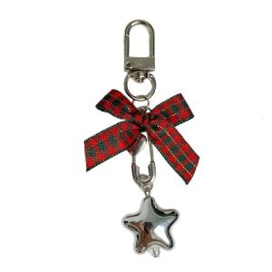 Keyring ngôi sao năm cánh lễ hội với ý tưởng quà tặng kỳ nghỉ ruy băng trang trí