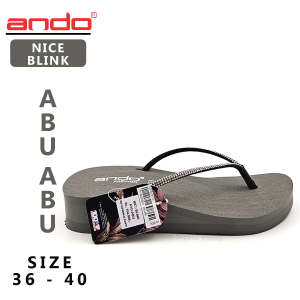 Sandal Jepit Wanita Dewasa – ANDO – NICE BLINK – Size 36-40 – Wedges – Casual – Fashion Abu-Abu