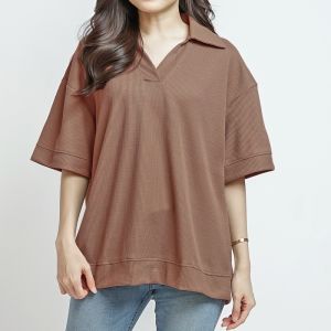 Blouse atasan wanita oversize / kaos kerah jumbo big size