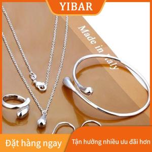 YIBAR 4Pcs Thời Trang Teardrop Trang Sức Set Cho Phụ Nữ Đơn Giản Nhẫn Vòng Cổ Vòng Tay Bông Tai Set Cho Tiệc Cưới Trang Sức