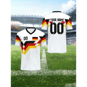 Germany Jerseys Pattern T-Shirt For Men Football Customized 3D Printed Short Sleeve Tops Summer Loose V-Neck T Shirts Sport Tees h260617