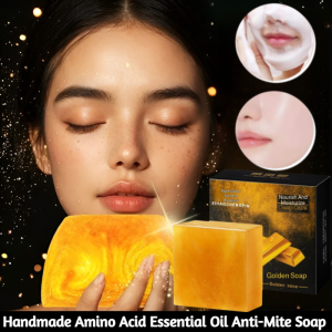 Amino Acid Perfume Gold Essential Oil Soap Whitening Glow Cleansing Soap Anti-Mite Oil Control Body Care Soap 除螨黄金精油皂