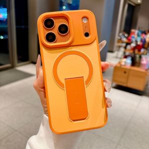 Luxury Business Magnetic Stand Case For iPhone 17 Air 16 15 14 Plus 13 12 11 Pro Max 17E 16E For Magsafe Wireless Charging Cover