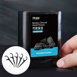 กล่องไม้ขัดฟันสีดำ Roroll แบบกดอัติโนมัต พกพาสะดวก บรรจุ 100 ชิ้น/กล่อง