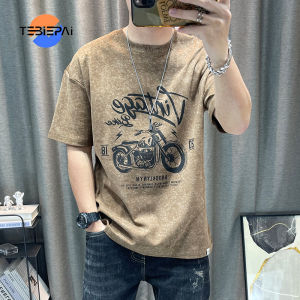 Short-sleeved T-shirt Men 2024 Summer New Mens Cartoon Print Casual Half-sleeved Shirt Top Mens Clothing