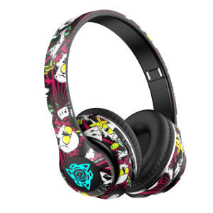 DISOUR Graffiti Wireless Headphone HiFi Heavy Bass Music RGB Lighting Support TF Card Play Bluetooth Headset For Gaming Headset