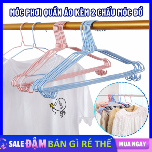 Móc Treo Quần Áo Bọc Nhựa Kèm 2 Chấu Treo Đồ Tiện Dụng - Móc Phơi Đồ Chống Trượt Bền Đẹp 40Cm - Móc Inox Đồ Bền Cao Chịu Lực Tốt