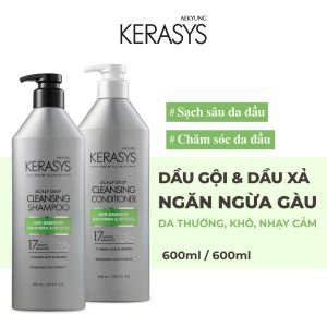 Cặp dầu gội xả Kerasys Scalp Deep Cleansing Hàn Quốc ngăn ngừa gàu làm sạch sâu 600ml