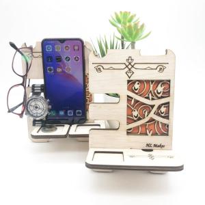 Customizable Wood Desk Organizer and Docking Station for Corporate Gifts | Universal Compatibility | Personalized Branding Available - DO08