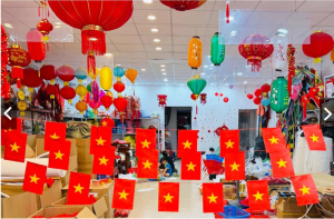 Cuộn 10m Cờ dây sao tổ quốc cờ dây sao đảng in 2 trang trí lễ hội này trọng đại của đất nước
