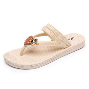 Free Shipping WomenS Summer New Style Flip-Flops Versatile Two-Way Wear Heart-Shaped Design Flat Heel Soft Sole Non-Slip And Durable Beach Sandals