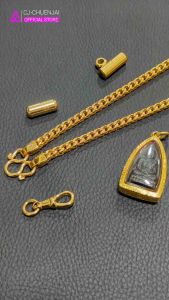CJ สร้อยคอลายสี่เสาโปร่ง สแตนเลสทองเลเซอร์ 24K แท้ เกรด316L ไม่ลอกไม่ดำทนทานต่อการสึกกร่อน