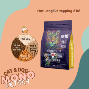 Hạt Cho Mèo LANGLIKE - Topping Gà Sấy Tôm Tuỷ Xương Lang Like