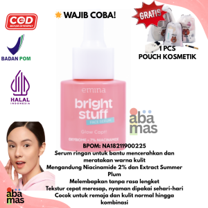 ORIGINAL BPOM ! Emina 1 Paket Full Lengkap Wajah Gowing Bright Stuff - HalaL Serum Face washmoist tone up Bedak taburCompact powder  Suncreen Sun Battle Spf 50