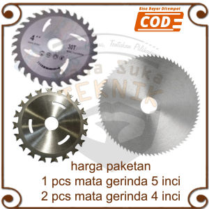 paket 3 pcs mata gerinda pisau gergaji almunium circular pemotong kayu motong triplek potong balok
