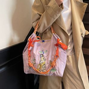 LIFE SHOPS Túi xách Túi xách thêu dây chuyền bóng Thỏ Nhẹ Túi mua sắm thân thiện với môi trường Thường ngày Túi lưu trữ Túi đeo vai nylon Phụ nữ