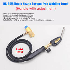 MAPP Gas Torch Portable Potuem Propane Gas Torch Welding Propane Torch With 1.5m Hose Self Ignition Trigger Blow Torch Plumbing With Adjustable Flame Control Knob For Air Conditioning Refrigerator Welding Heating Soldering G-un