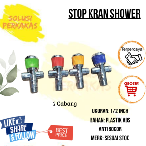 Stop Kran AIr Wastafel/Shower Kamar Mandi 2 Lubang Cabang Double Kloset 1/2 inch Bidet T & F