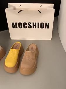 [Free Shipping] Thick-Soled Closed-Toe Mules For Women Summer Outdoor Wear 2026 New Model Suitable For Pairing With Skirts Mesh Slip-On Lazy Shoes