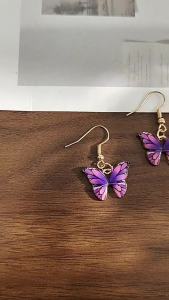 [ Premium Selection ] Double Layer Pearl Butterfly Set Blue Butterfly Pendant Anklet Creative Butterfly Beach Anklet Earrings Jewelry