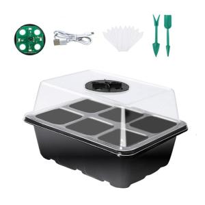 LED Lighted Germination Box with Ventilation Holes Plastic Construction Starter Tray For Home Gardening