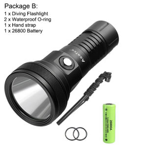 ASAFEE DT01 High End Diving Flashlight 5000LM SBT90 LED 8 Degree Beam 26650 Battery Underwater Light Professional Scuba Torch