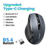 UGREEN Wireless Mouse 6 Silent Buttons Bluetooth 5.0 and 2.4G Wireless with USB Mini Receiver 5 Level DPI Setting 4000DPI Ambidextrous PC / Mac /Linux Laptop