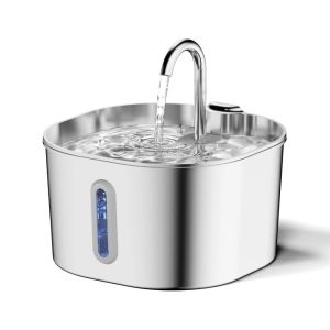 FLYING 2.2L Capacity Automatic Water Fountain Automatic Water Flow Stainless Steel Pet Water Fountain Faucet Pet Water Dispenser For Cats and Dogs