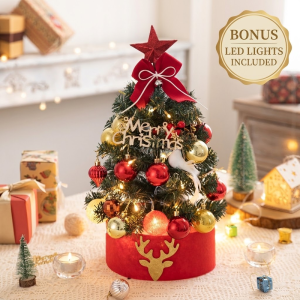50cm Mini Christmas Tree Set with LED Lights Complete Tabletop Decor Desktop DIY Xmas Ornaments Gift